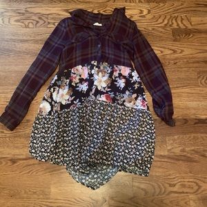 Flannel multi fabric dress size Medium